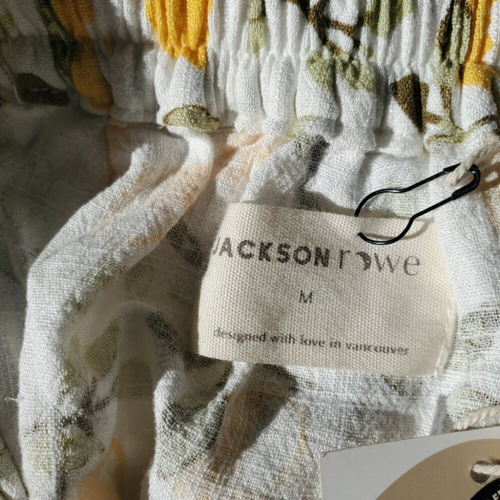 JACKSON ROWE | Button Front Lemon Linen Blend Mini Skirt (M) - Picture 3 of 7